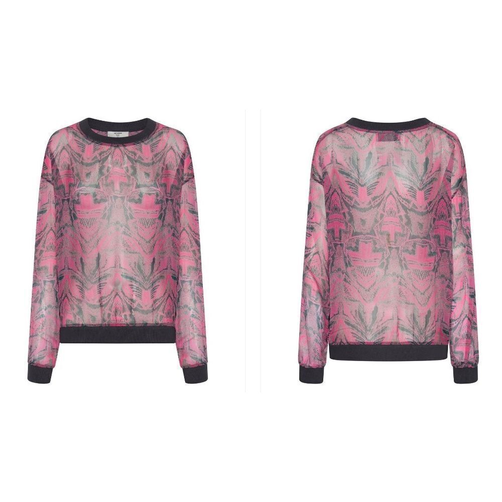 One Teaspoon Kaleidoscope Crew Long Sleeve Top in Pink Prism XX-Large MSRP $119